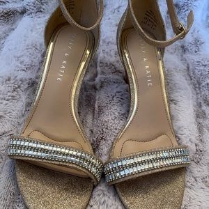 Gold heels, with rhinestones